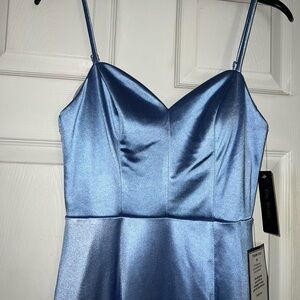 Macys satin light blue dress